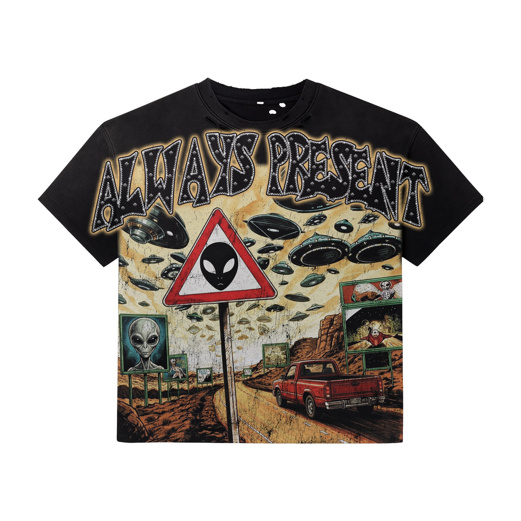 Always Present Alien Vision Tee-Black/Green