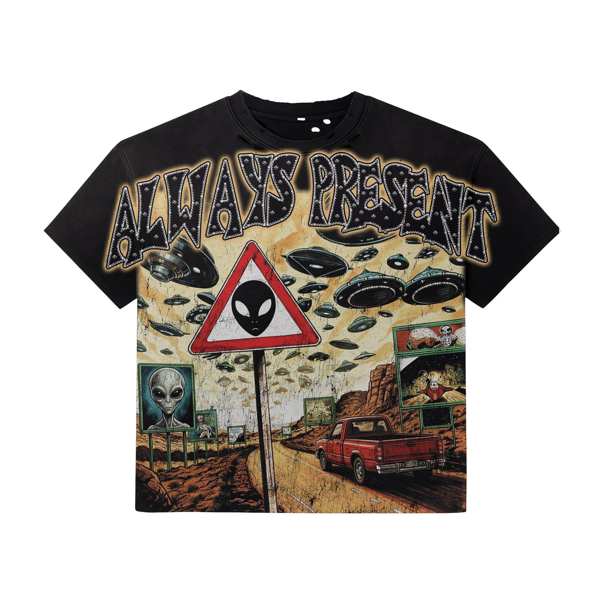 Always Present Alien Vision Tee-Black/Green