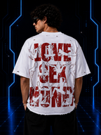 Always Present 69 Distressed Tee — White/Red