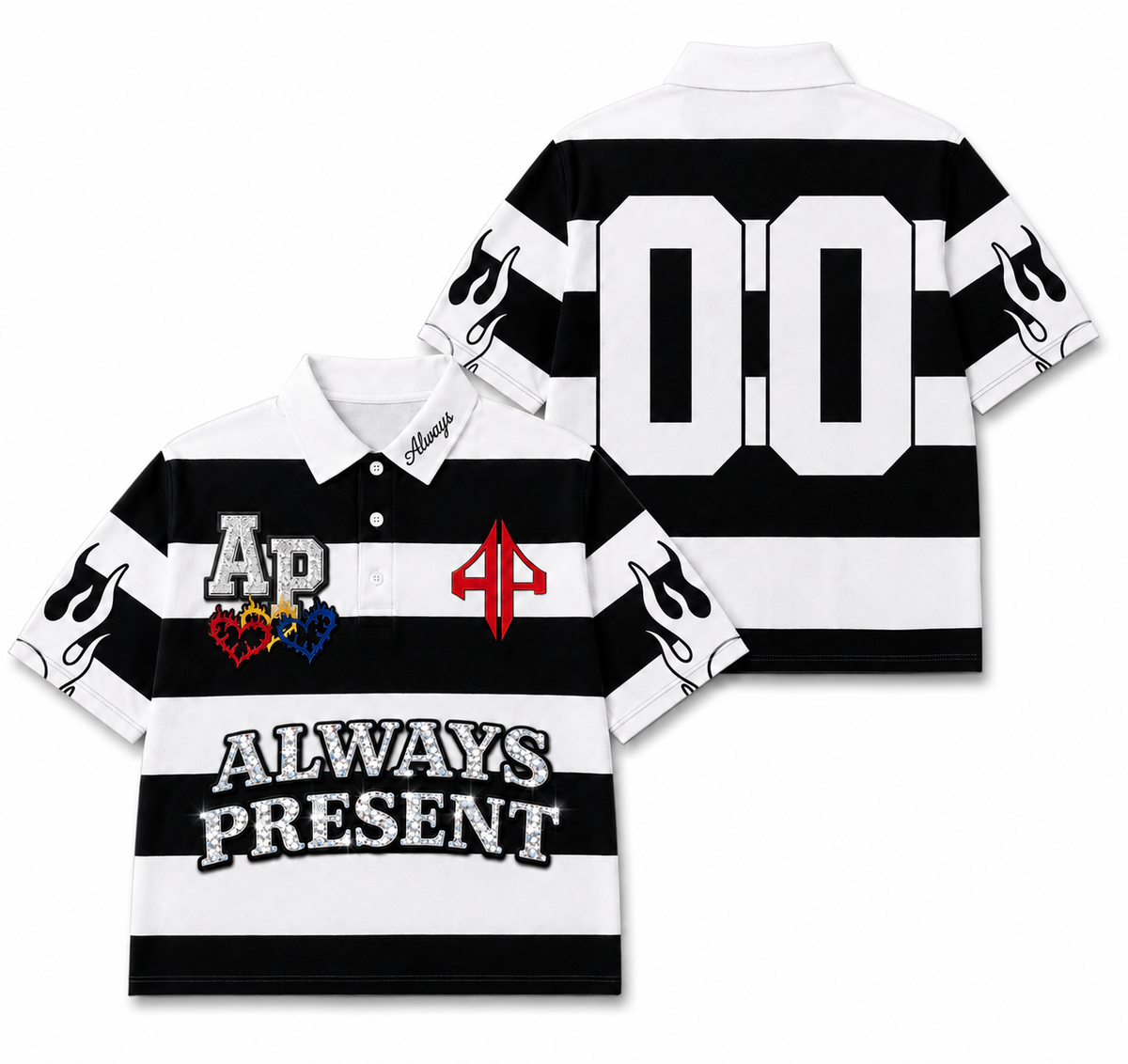 Always Present Strioed Polo-Black/White