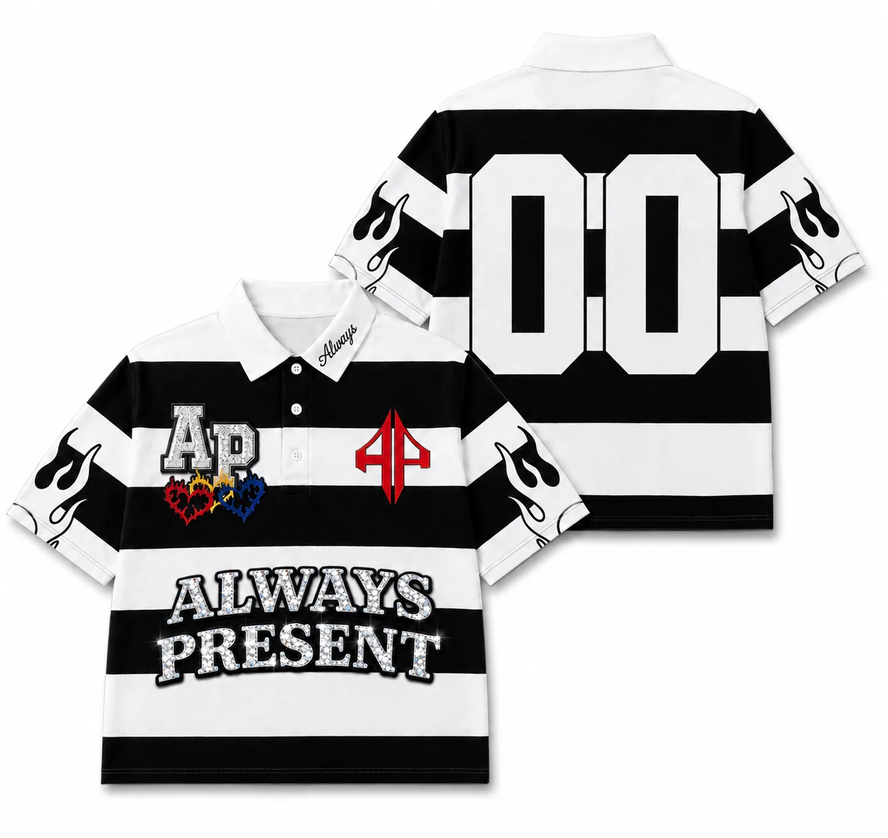 Strioed Polo-Black/White